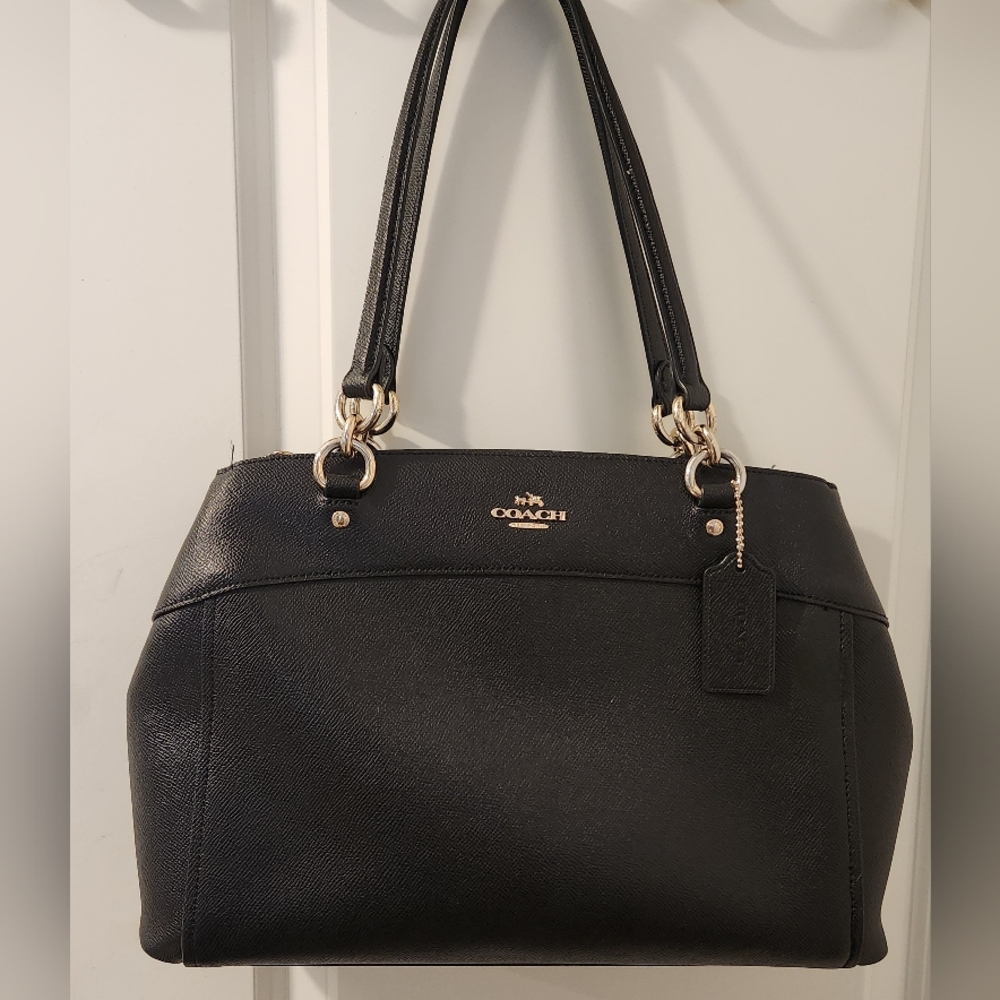 Coach Black Brooke Leather Carryall Satchel - Picture 1 of 8